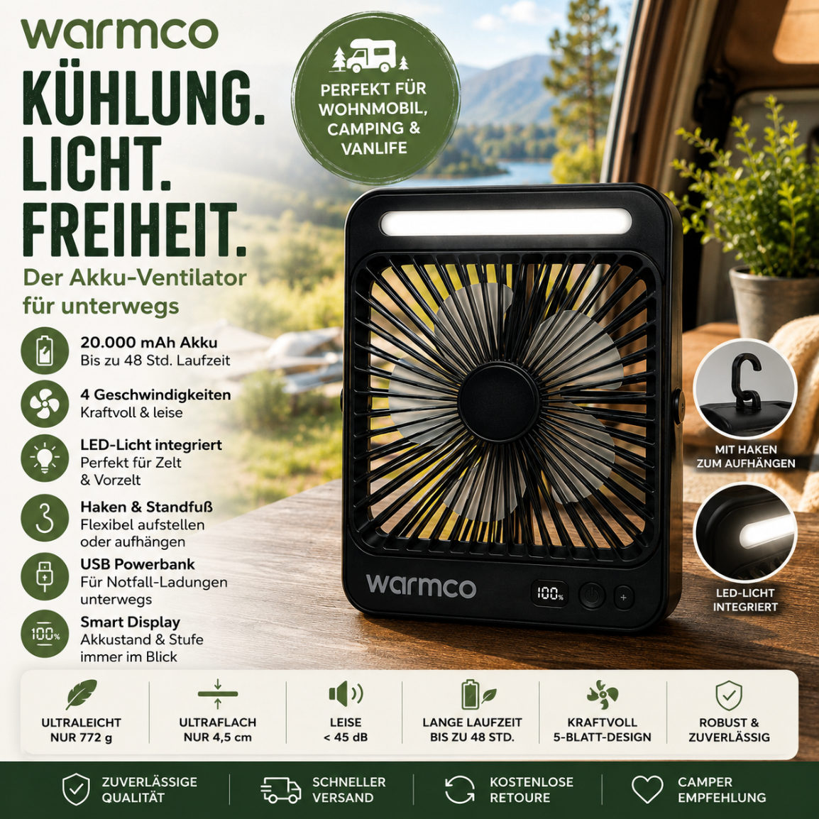 akku ventilator camping Warmco Color:Grayscale Bombtrack Hook Ext-C Carbon Suspension
