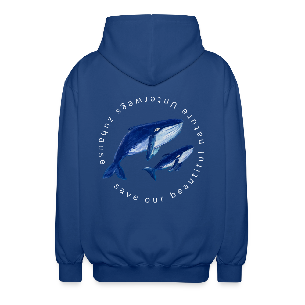 Unisex Sweatjacke „Wale“ von Unterwegs zuhause – Freiheit, Tiefe & Meeresgefühl - Royalblau