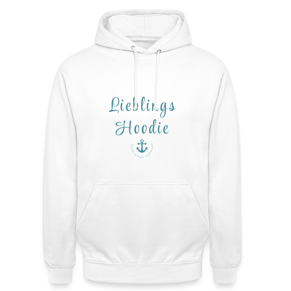 Unisex Hoodie Lieblingshoodie von Unterwegs zuhause – Freizeit & Reisen - Weiß