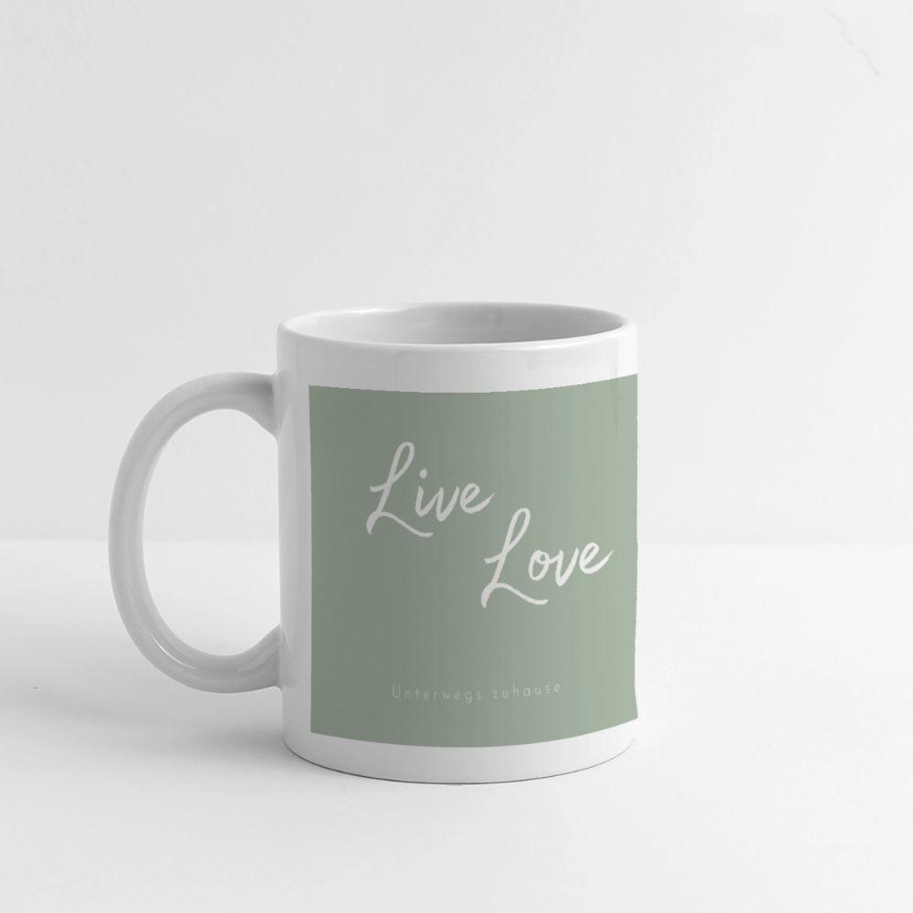 Panoramatasse „Live – Love – Let go!“ – Dein Moment für jeden Tag - Weiß