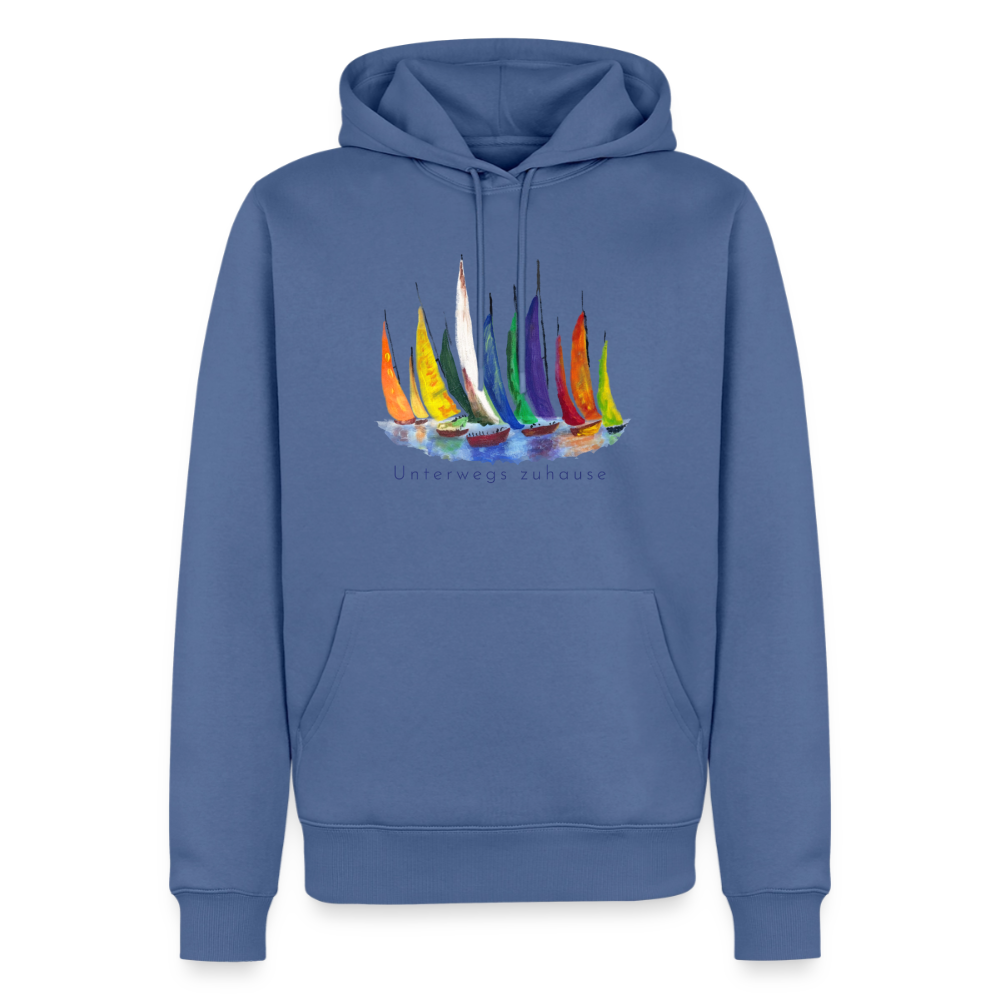 Männer Bio-Hoodie Unterwegs zuhause – Camping, Vanlife & Reisen - Taubenblau