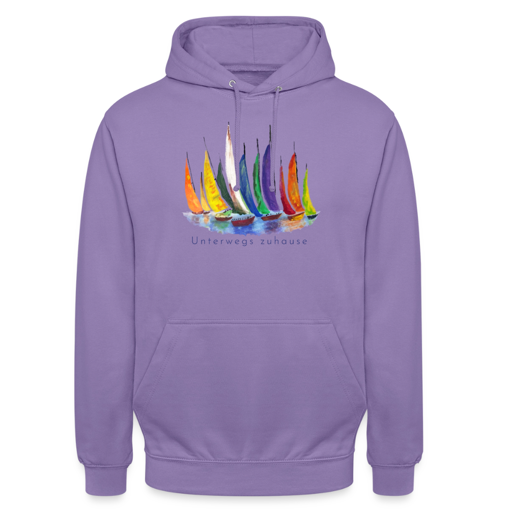Unisex Hoodie „Unterwegs zuhause“ – Hoodie für Camping, Vanlife, Reisen & Alltag - Lavendel