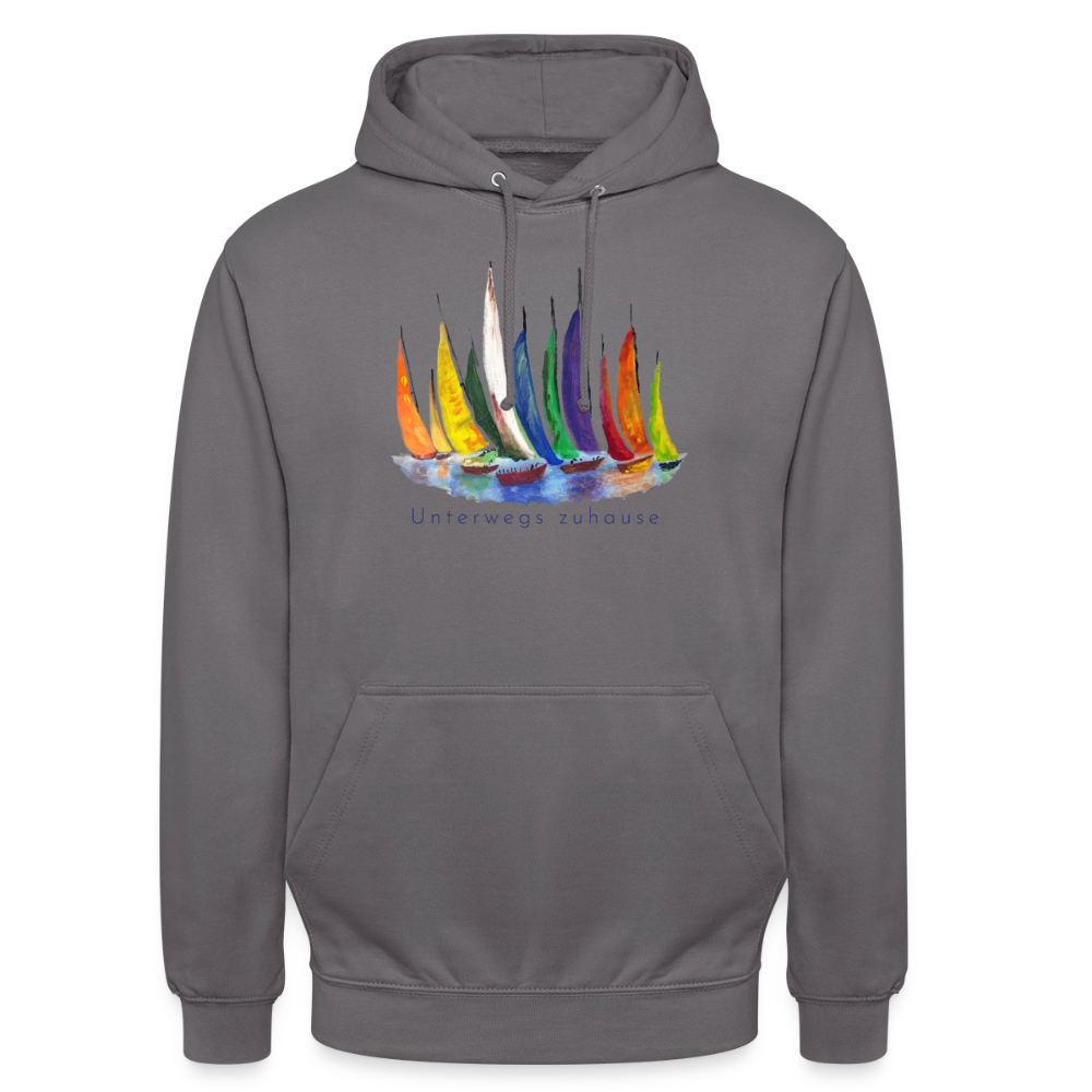 Unisex Hoodie „Unterwegs zuhause“ – Hoodie für Camping, Vanlife, Reisen & Alltag - Mittelgrau