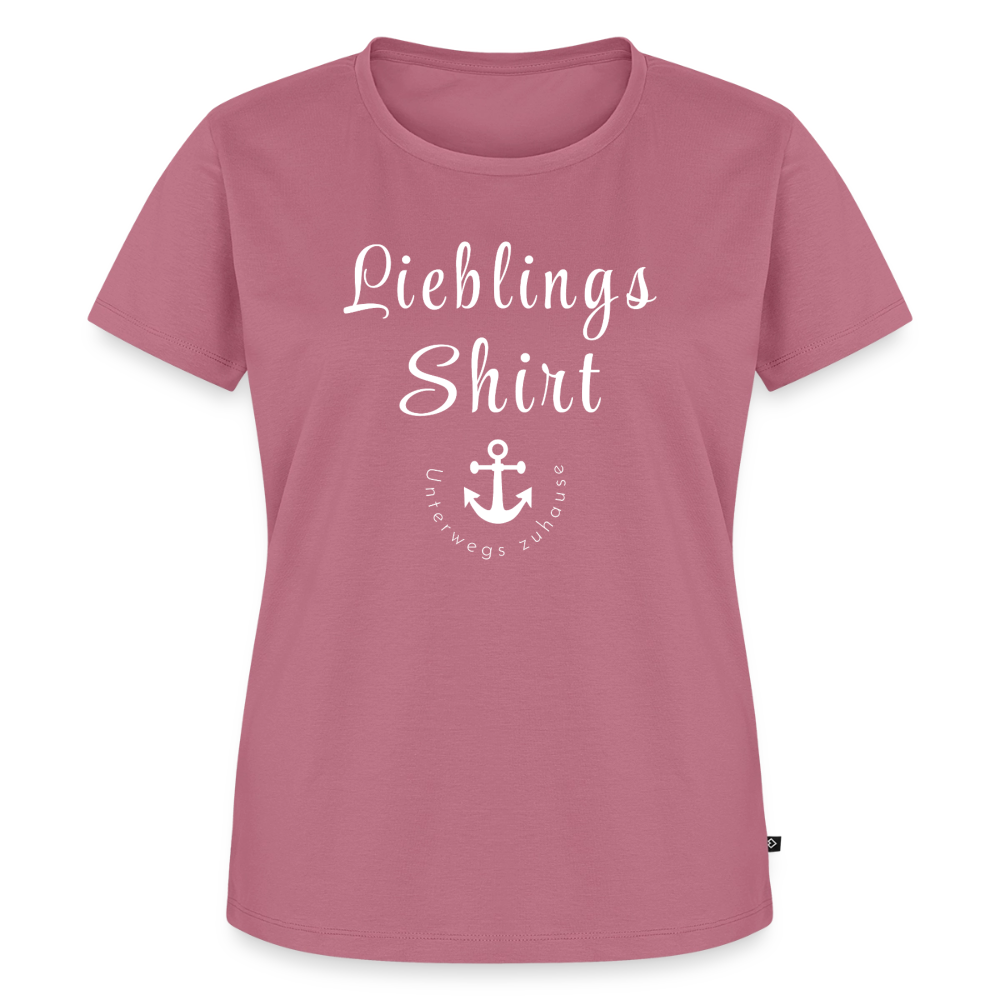 Frauen T-Shirt „Lieblings-Shirt – Unterwegs zuhause“ – Damen Freizeitshirt mit maritimem Design, Camping Shirt für Reisen, Vanlife, Urlaub & Alltag - Mauve