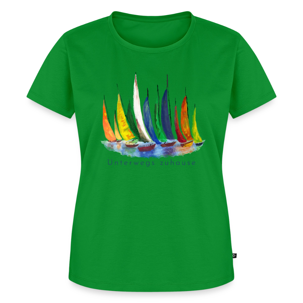 Frauen Bio-T-Shirt Unterwegs zuhause V-Ausschnitt – Camping & Vanlife - Grün