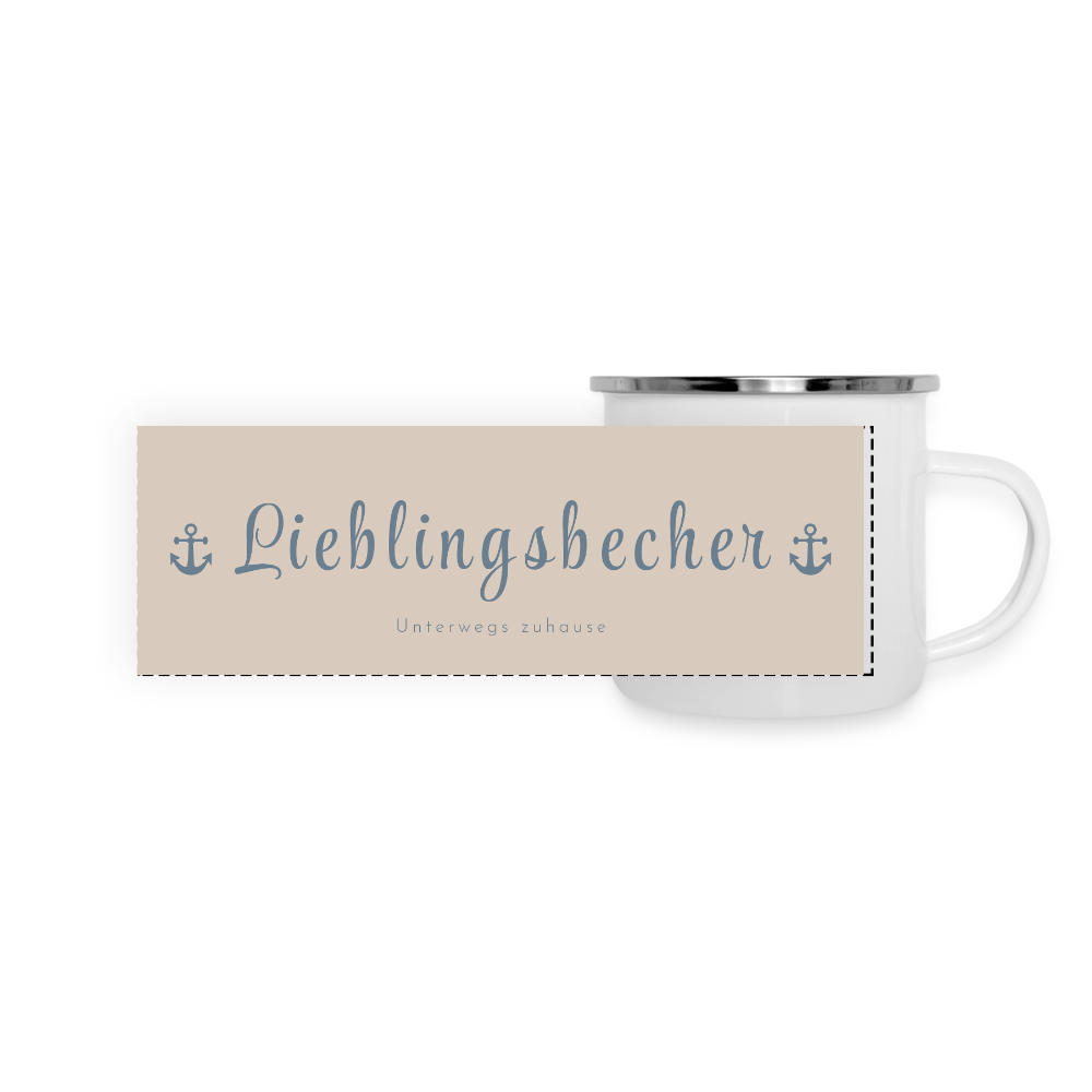 Thermo-Emaillebecher „Lieblingsbecher – Unterwegs zuhause“ – Wohlfühlen für unterwegs - white
