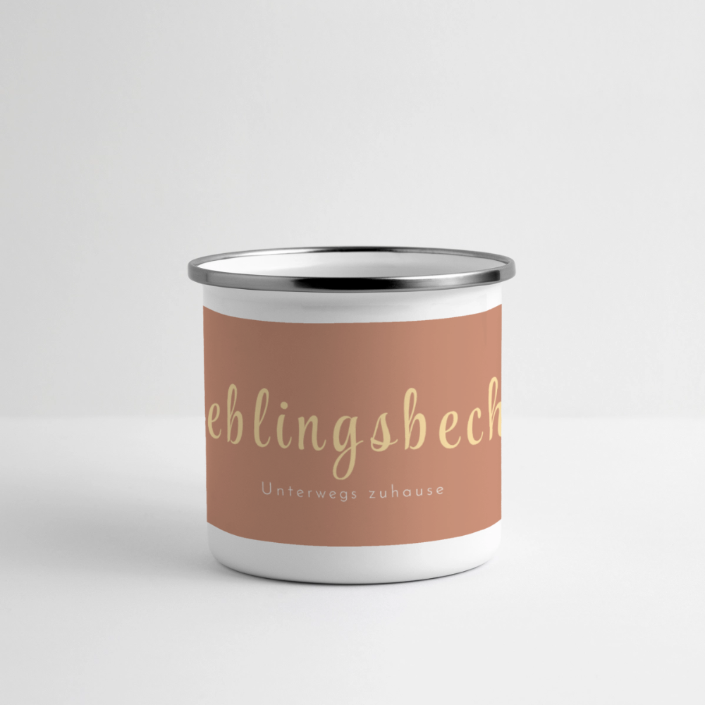 Thermo-Emaillebecher „Lieblingsbecher – Unterwegs zuhause“ – Wohlfühlen für unterwegs - white