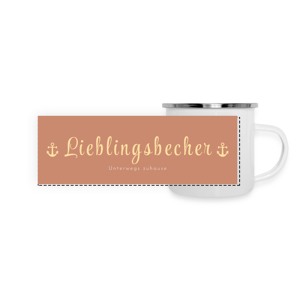 Thermo-Emaillebecher „Lieblingsbecher – Unterwegs zuhause“ – Wohlfühlen für unterwegs - white