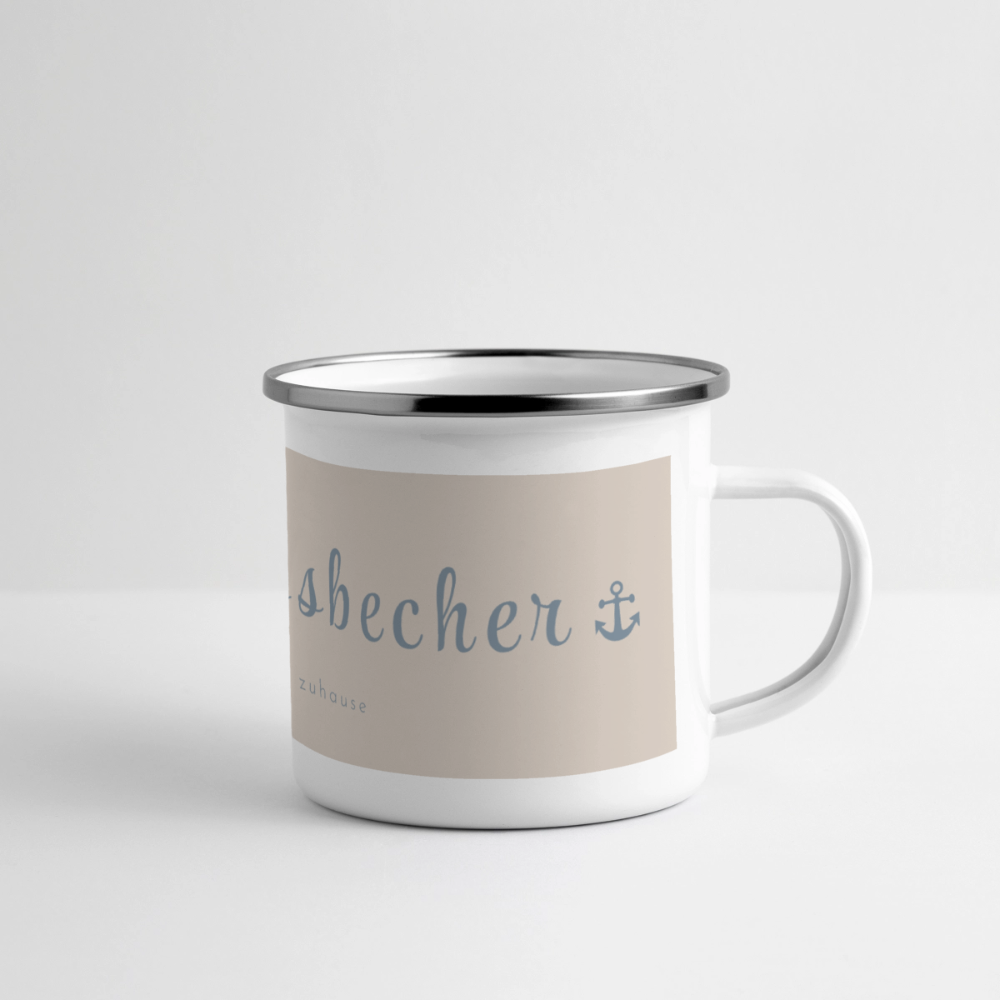 Thermo-Emaillebecher „Lieblingsbecher – Unterwegs zuhause“ – Wohlfühlen für unterwegs - white