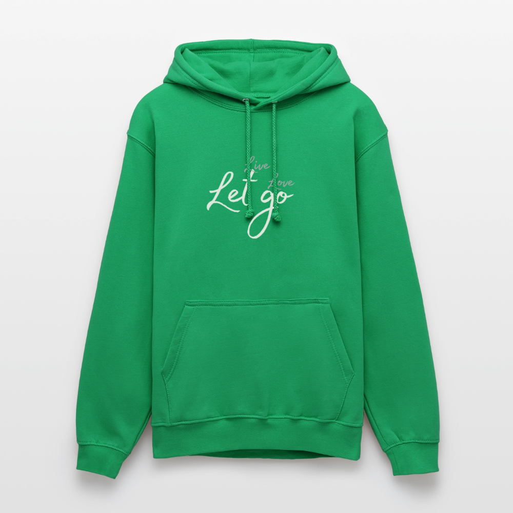 Unisex Hoodie „Live Love Let Go“ – Hoodie mit Spruch für Damen & Herren, Statement Hoodie, Freizeit Hoodie, Reise Hoodie, Camping Hoodie, Geschenk Idee - Kelly Green