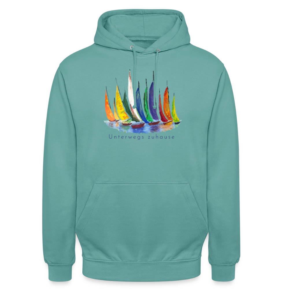 Unisex Hoodie „Unterwegs zuhause“ – Hoodie für Camping, Vanlife, Reisen & Alltag - Pastelltürkis