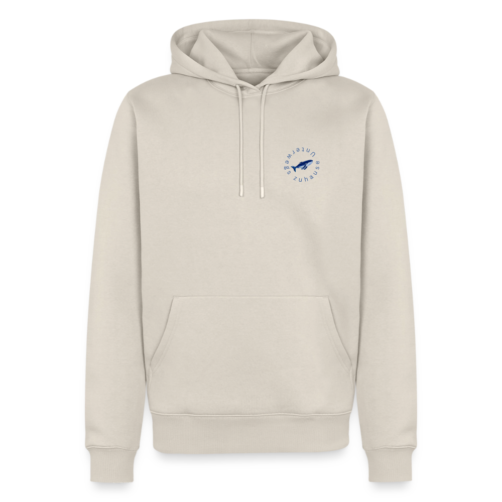 Männer Bio-Hoodie Wale – Wal-Motiv für Camping, Vanlife & Reisen - Beige