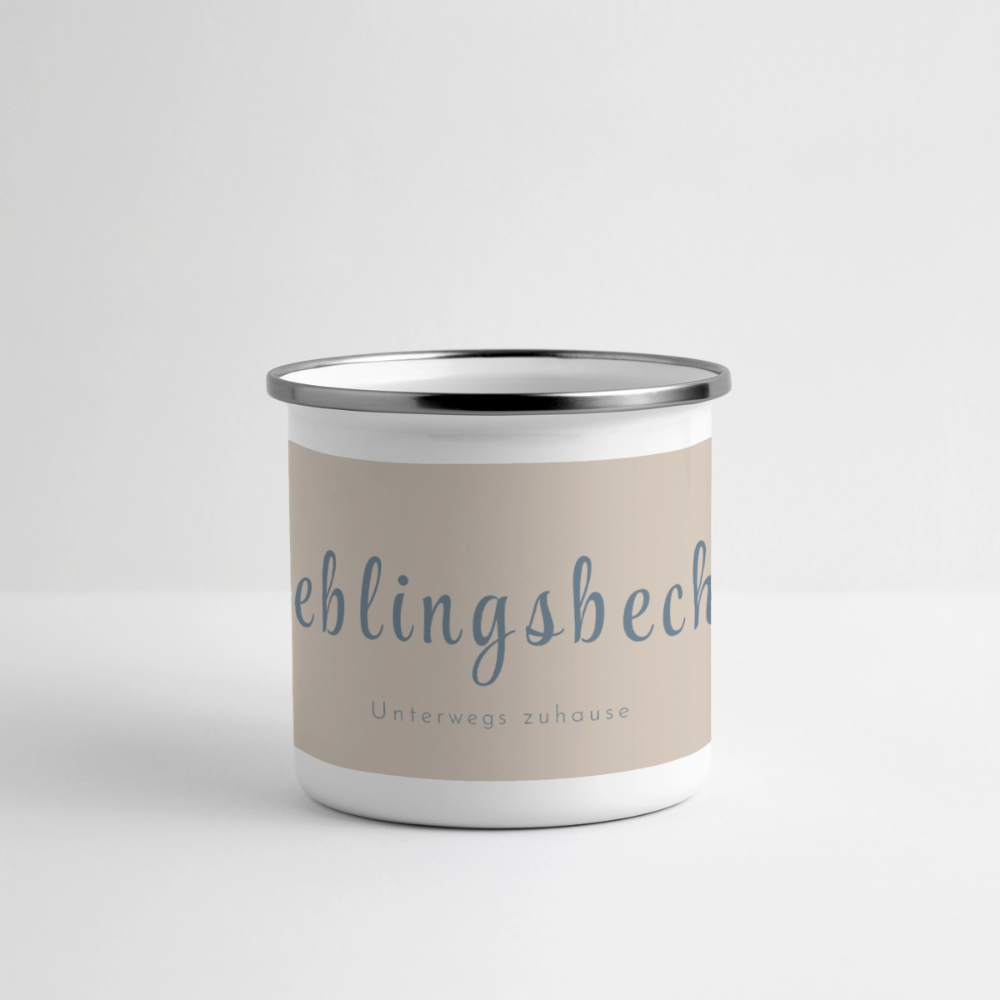 Thermo-Emaillebecher „Lieblingsbecher – Unterwegs zuhause“ – Wohlfühlen für unterwegs - white