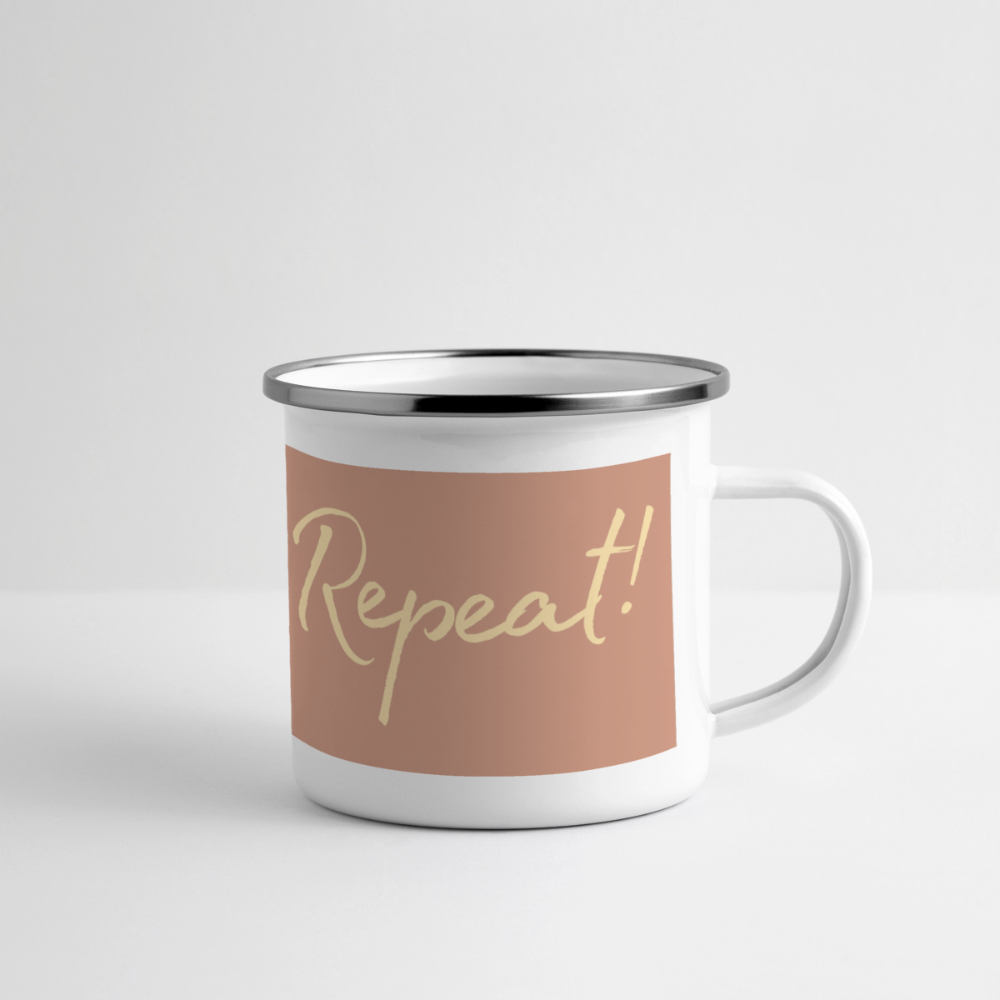 Emaille-Thermobecher „Ride. Stay. Repeat!“ – Für den hottesten Moment deines Lebens! - white