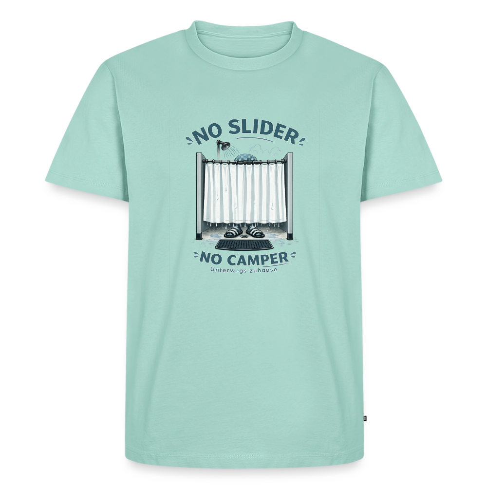 T-Shirt „No Slider! No Camper“ von Unterwegs zuhause – Wahre Camper wissen warum - Mint 
