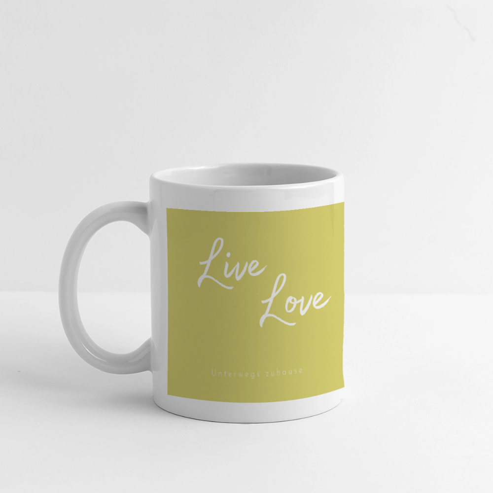 Panoramatasse „Live – Love – Let go!“ – Dein Moment für jeden Tag - Weiß