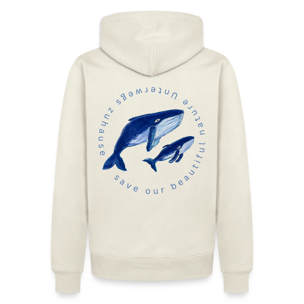 Männer Bio-Hoodie Wale – Wal-Motiv für Camping, Vanlife & Reisen - Naturweiß