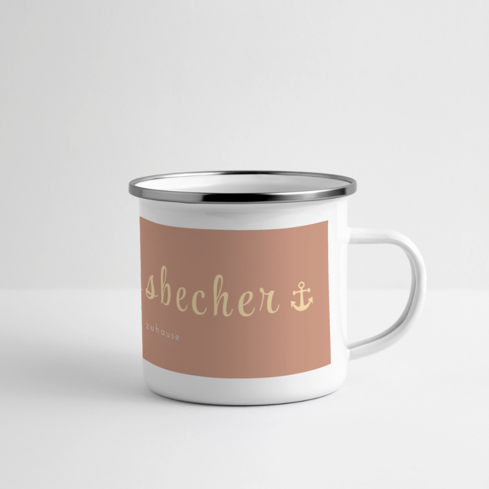 Thermo-Emaillebecher „Lieblingsbecher – Unterwegs zuhause“ – Wohlfühlen für unterwegs - white