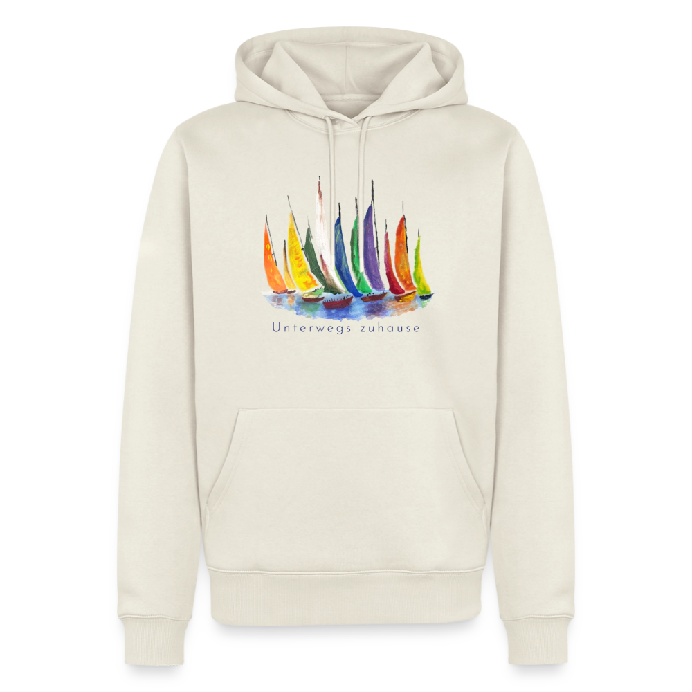 Männer Bio-Hoodie Unterwegs zuhause – Camping, Vanlife & Reisen - Naturweiß
