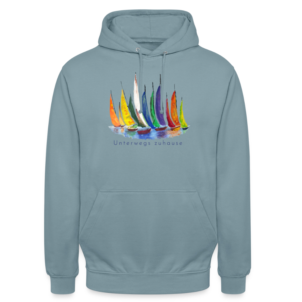 Unisex Hoodie „Unterwegs zuhause“ – Hoodie für Camping, Vanlife, Reisen & Alltag - Nebelblau
