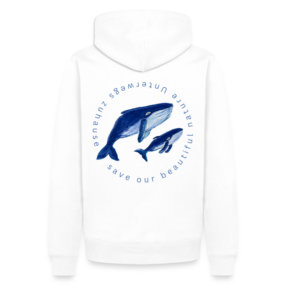 Männer Bio-Hoodie Wale – Wal-Motiv für Camping, Vanlife & Reisen - Weiß