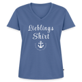 Frauen Bio-Shirt V-Ausschnitt Unterwegs zuhause – Camping & Vanlife - Taubenblau