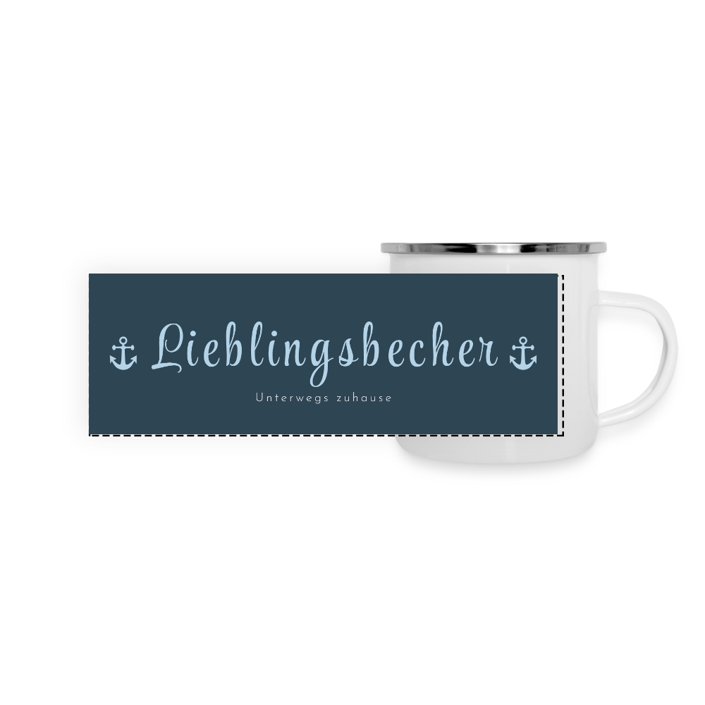 Thermo-Emaillebecher „Lieblingsbecher – Unterwegs zuhause“ – Wohlfühlen für unterwegs - white