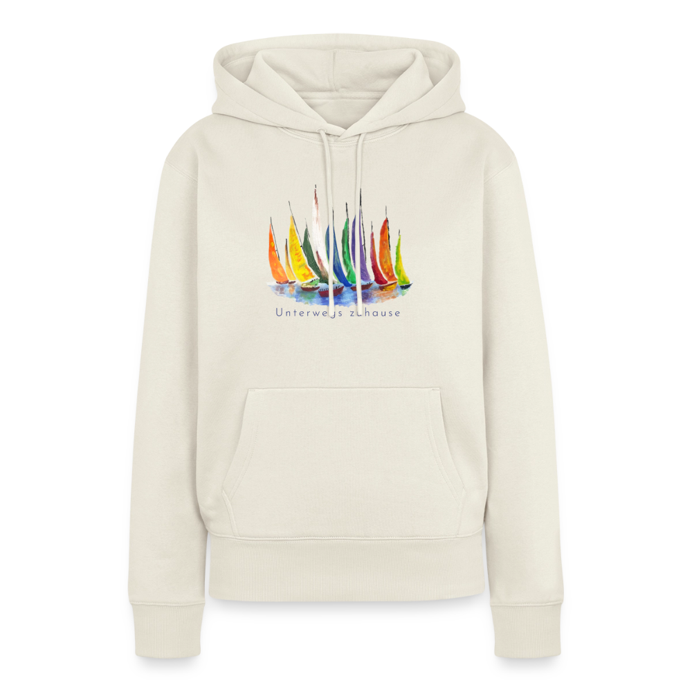 Frauen Bio-Hoodie Unterwegs zuhause – Camping, Vanlife & Reisen - Naturweiß