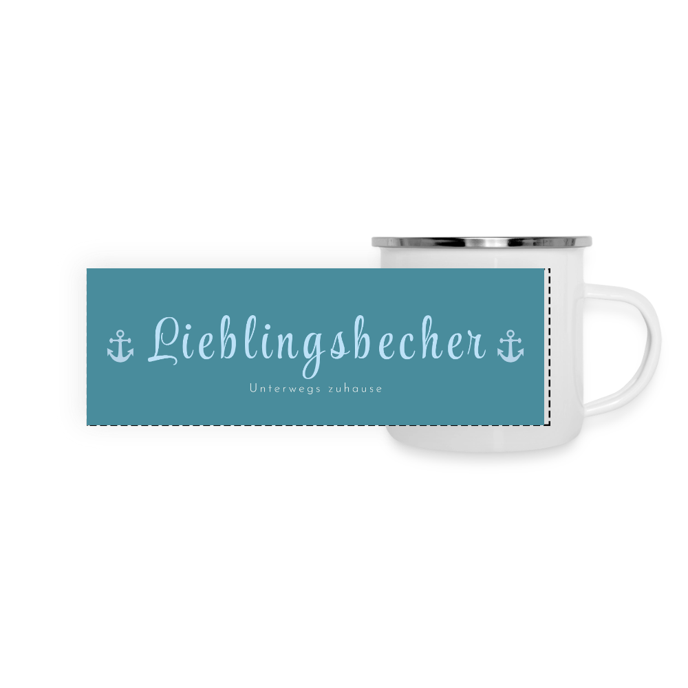 Thermo-Emaillebecher „Lieblingsbecher – Unterwegs zuhause“ – Wohlfühlen für unterwegs - white