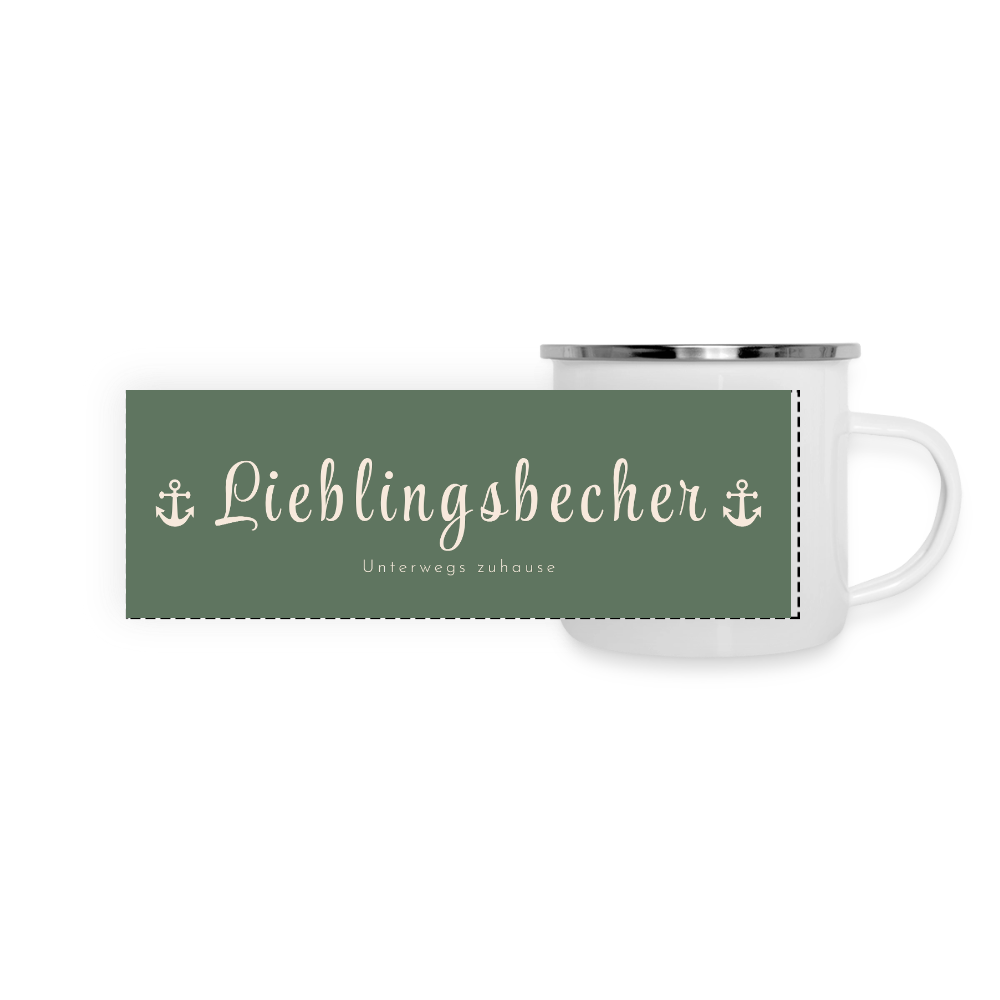 Thermo-Emaillebecher „Lieblingsbecher – Unterwegs zuhause“ – Wohlfühlen für unterwegs - white
