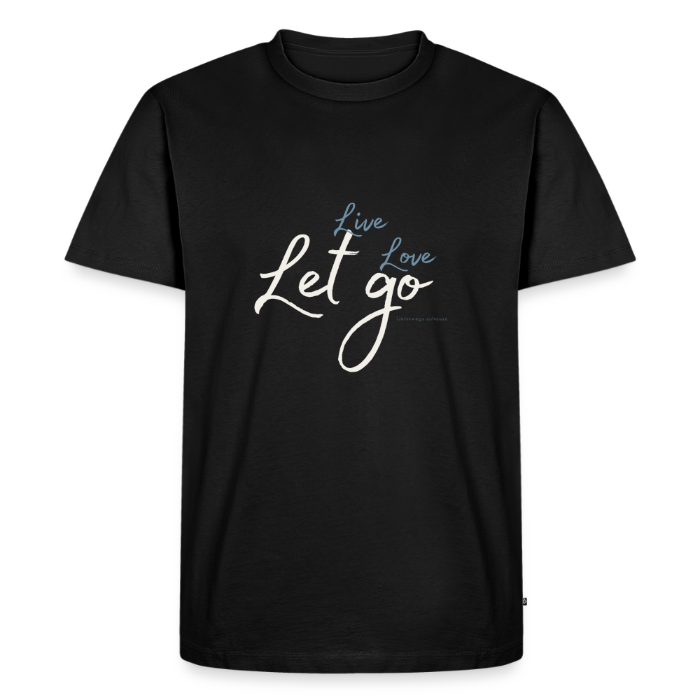 Herren T-Shirt „Life – Love – Let go“ – Klar. Stark. Frei. - Schwarz