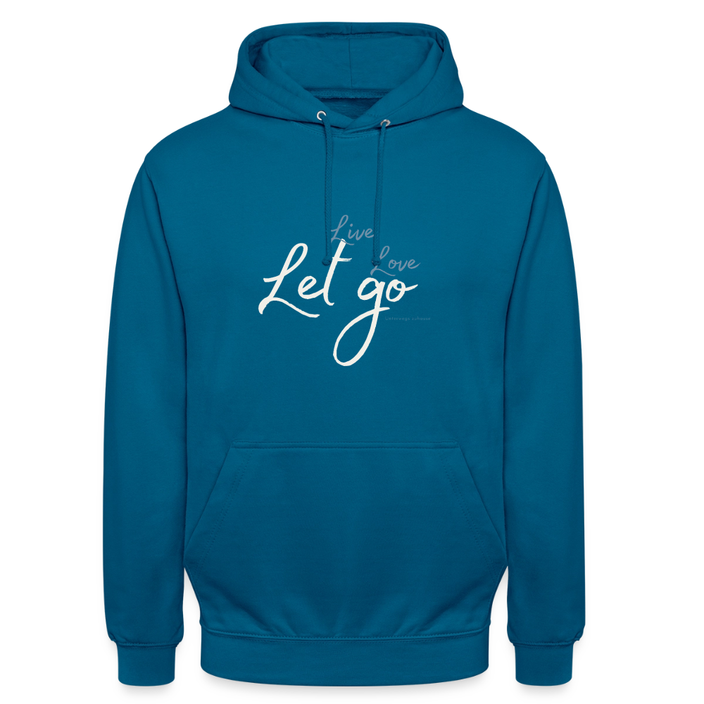 Unisex Hoodie „Life – Love – Let go“ – Wärme, die dich loslassen lässt - Tiefseeblau 