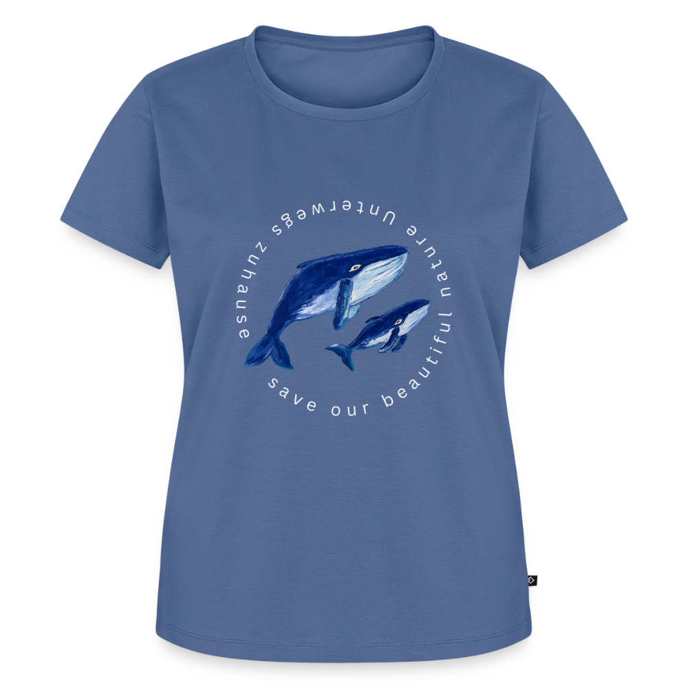 Frauen Bio-Shirt Wale – Wal-Motiv, Camping, Vanlife & Reisen - Taubenblau