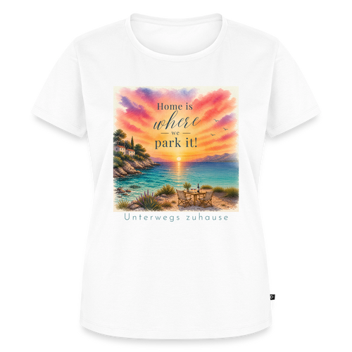 Damen T-Shirt Home is where we park it – Wohnmobil & Vanlife - Weiß