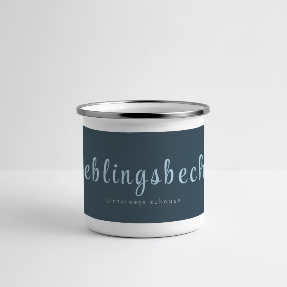 Thermo-Emaillebecher „Lieblingsbecher – Unterwegs zuhause“ – Wohlfühlen für unterwegs - white