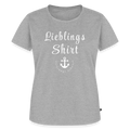 Frauen T-Shirt „Lieblings-Shirt – Unterwegs zuhause“ – Damen Freizeitshirt mit maritimem Design, Camping Shirt für Reisen, Vanlife, Urlaub & Alltag - Grau meliert