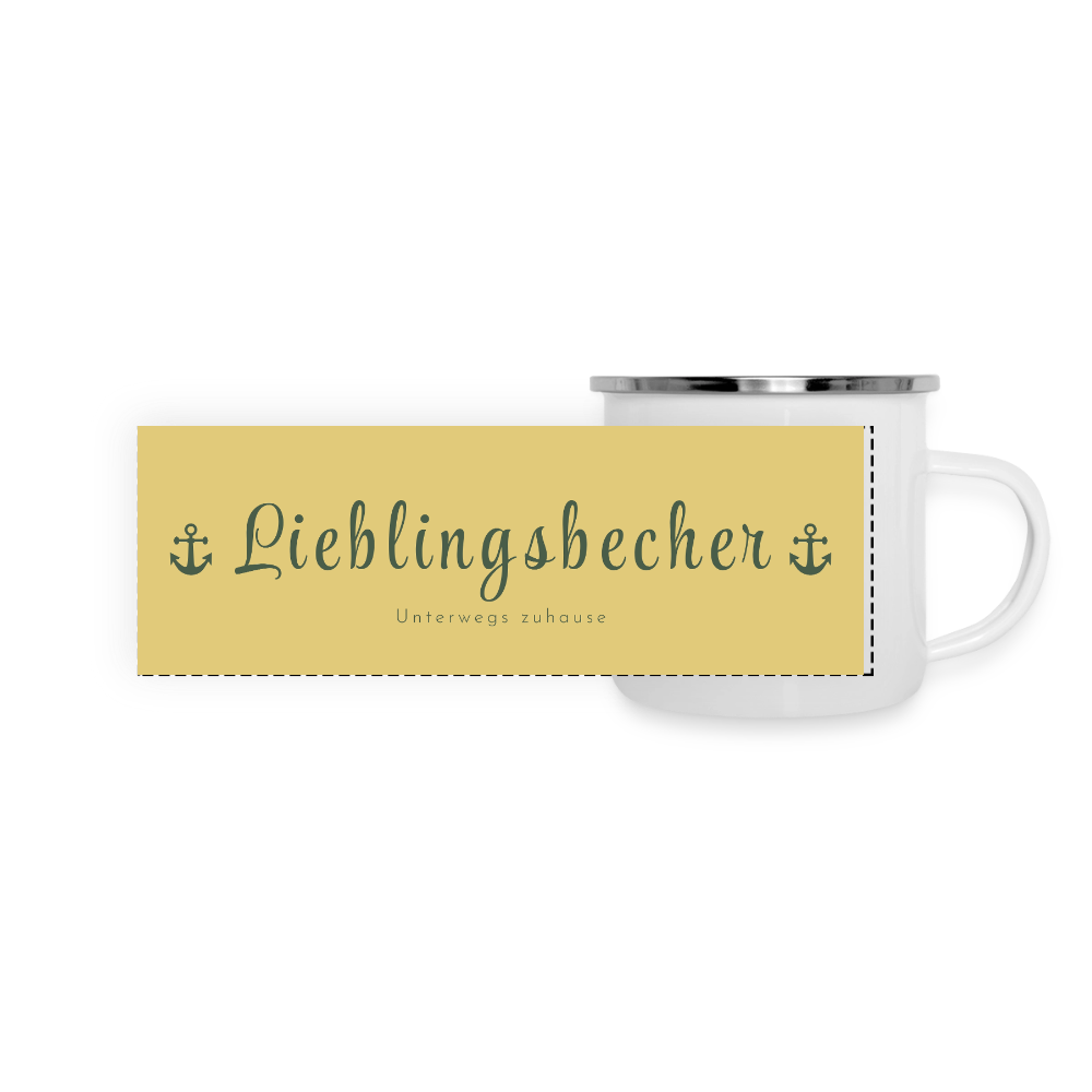 Thermo-Emaillebecher „Lieblingsbecher – Unterwegs zuhause“ – Wohlfühlen für unterwegs - white