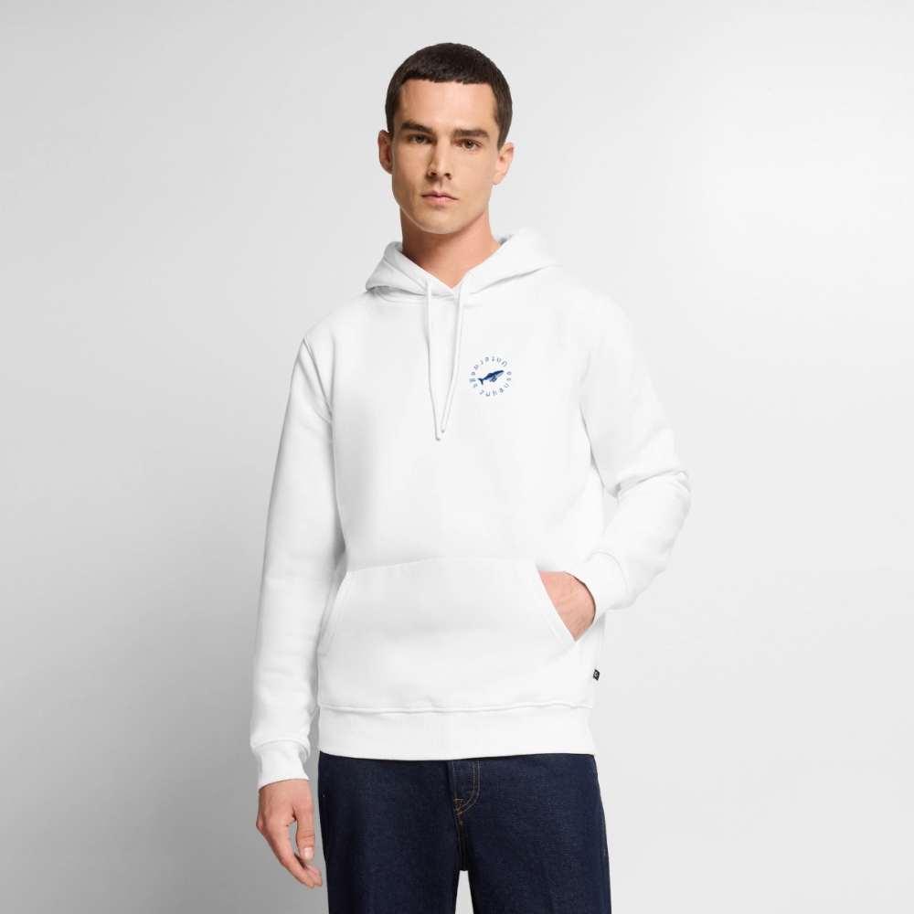 Männer Bio-Hoodie Wale – Wal-Motiv für Camping, Vanlife & Reisen - Weiß