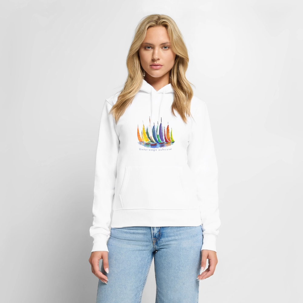 Frauen Bio-Hoodie Unterwegs zuhause – Camping, Vanlife & Reisen - Weiß