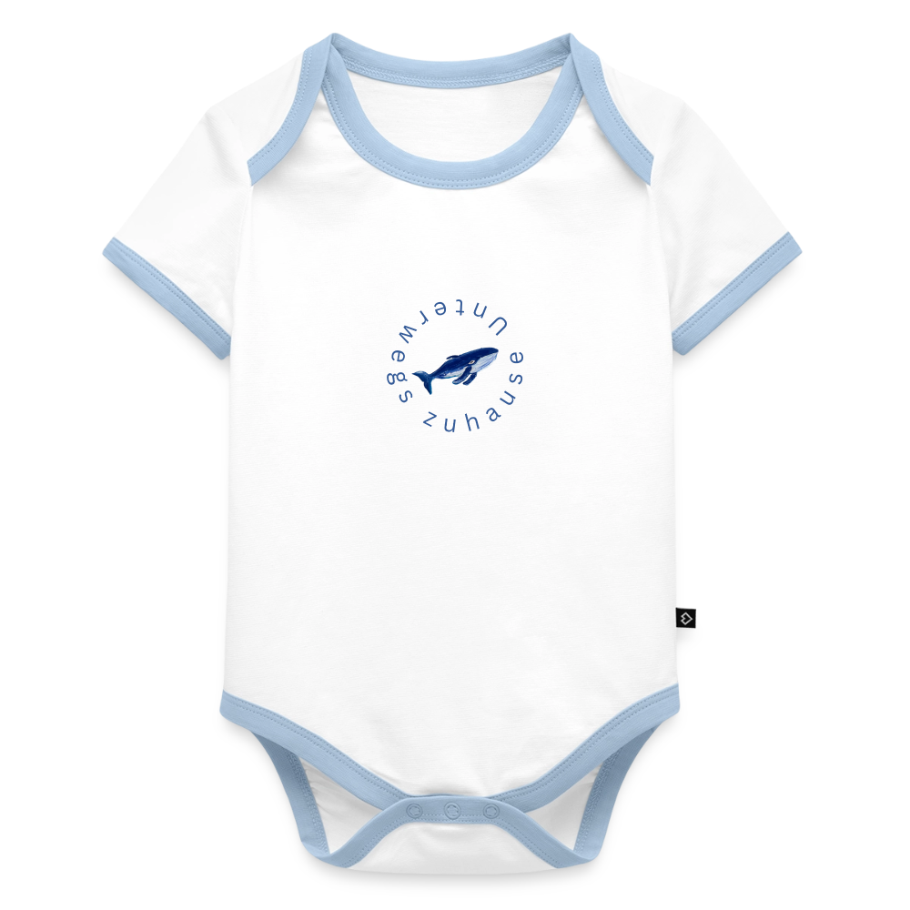 Baby Bio-Kurzarm-Kontrastbody - Weiß/Hellblau 