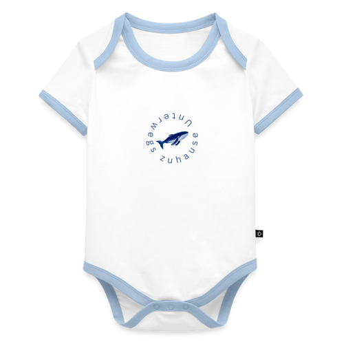 Baby Bio-Kurzarm-Kontrastbody - Weiß/Hellblau 