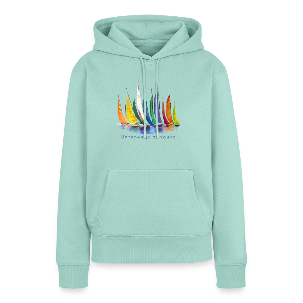 Frauen Bio-Hoodie Unterwegs zuhause – Camping, Vanlife & Reisen - Mint 