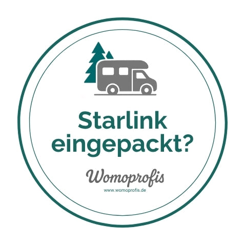 Niemals die Starlink-Antenne vergessen – Dein Womoprofis-Erinnerungsaufkleber