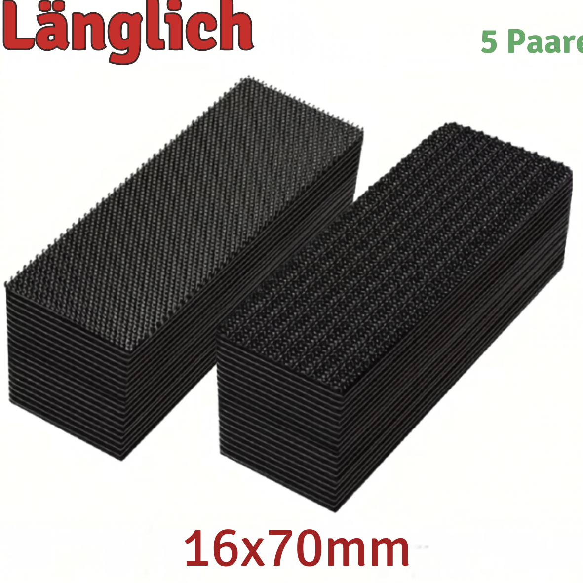 Längliche Klebe-Klettbefestigungen – Doppelseitige Anti-Rutsch-Pads im 5er-Set