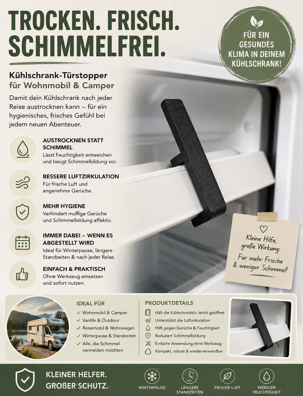 Kühlschrank-Tür-Offenhalter für Wohnmobil & Camper – verhindert Schimmel und unangenehme Gerüche