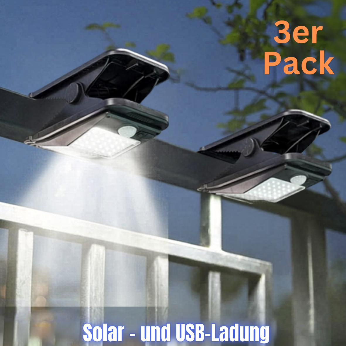 Solar-Clipleuchte mit Bewegungsmelder – Flexible LED Außenbeleuchtung für Camping &amp; Outdoor