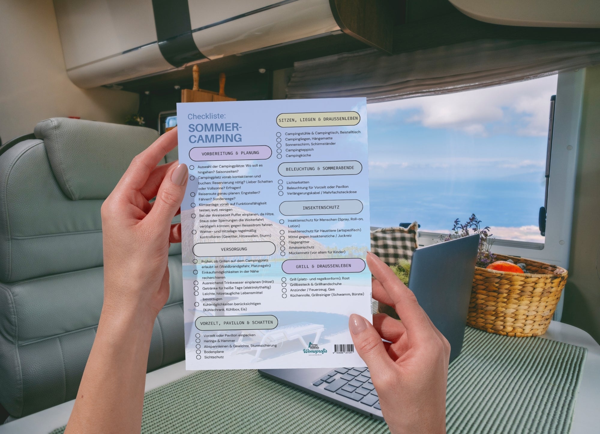 Checkliste Sommercamping, dauerhaft, Din A4