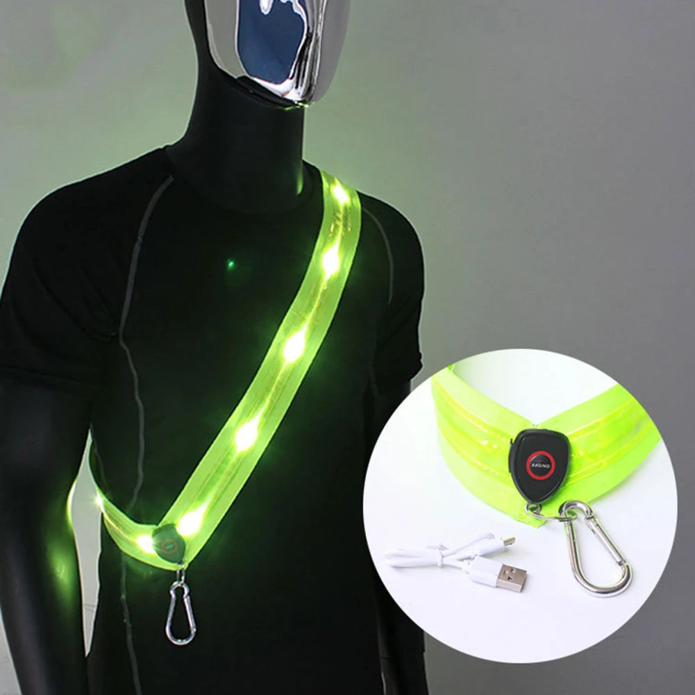 LED-Leucht-Gurt mit Karabiner – Wiederaufladbarer Sicherheitsgurt für Joggen, Gassi & Outdoor Aktivitäten