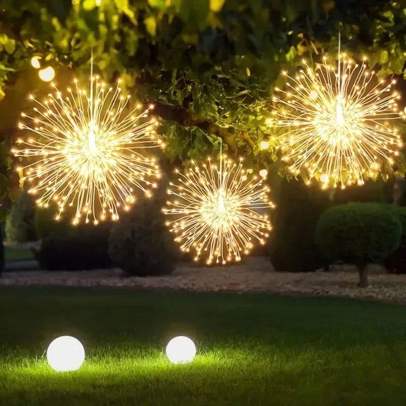 Solar-Funkellichter im Feuerwerk-Design – 5-teiliges LED Deko-Licht für Camping, Garten & Terrasse