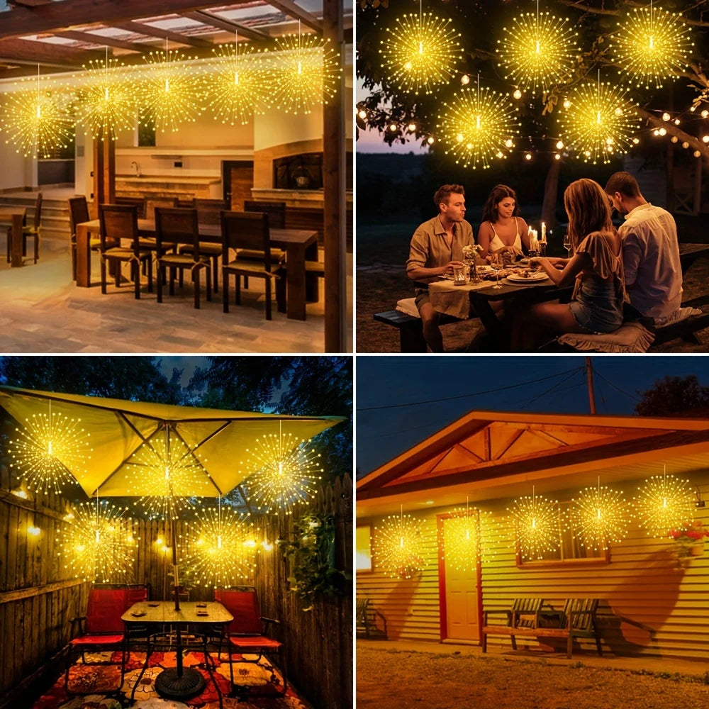 Solar-Funkellichter im Feuerwerk-Design – 5-teiliges LED Deko-Licht für Camping, Garten & Terrasse